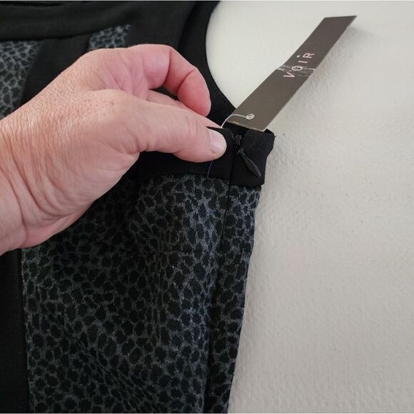 Voir Voir Black Trim Knee Length Sleeveless Side Zip Sheath Dress Size 8 NWT - Picture 6 of 8